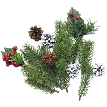 20PCS Dirbtinis augalų grožis Pušų šakos Kalėdų eglutės dekoravimo priedai Šakų fotografija Rekvizitai