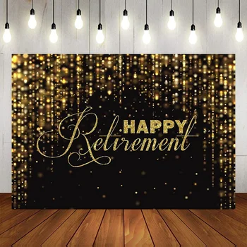 Happy Retirement Party Royal Blue Gold Photography Fonas Glitter Retire Background Banner Decoration Poster Party Photo