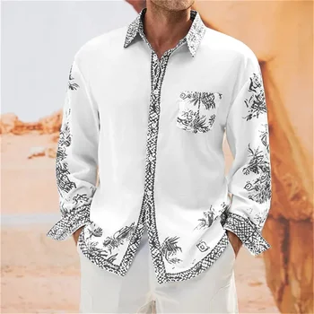 Luxury Fashion 2023 Vyriški marškiniai Patogūs bambuko pluošto medvilniniai vyriški kišeniniai sagos marškiniai ilgomis rankovėmis S-6XL 10 spalvų HD raštas