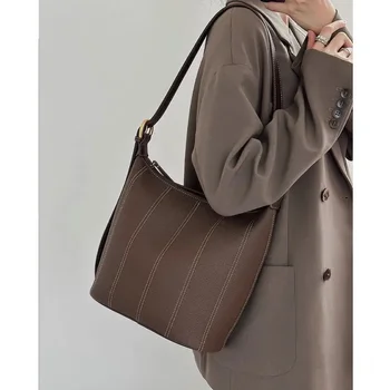 Naujas prabangus prekės ženklas Dizaineris Moterų rankinė Didelis krepšys per petį Didelis Tote Moteriškos natūralios odos rankinės Mada Moterims