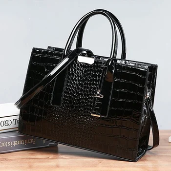 Prabangios rankinės Aligatorių dizaineris PU Patentuotas odinis kryžminis krepšys moterims Tote Retro Ladies Messegner pečių krepšys Bolsa
