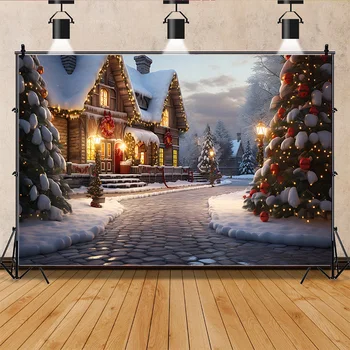 SHUOZHIKE Kalėdinės dekoracijos Fotografijos fonai Saldainių namelis Svetainės ornamentas Gimtadienio fotostudijos fonas QS-29