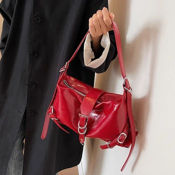 Y2K Prabangaus dizaino meistro krepšys per petį 2023 m. mados tendencija Moteriška odinė rankinė piniginė Moteriškas motociklas Klajojantis kryžminis krepšys
